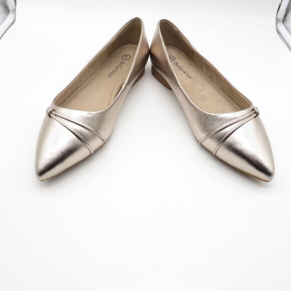 Bella Vita Women's Metallic Pointed Toe Flats With Strappy Detail Size 12 NEW - Picture 2 of 6